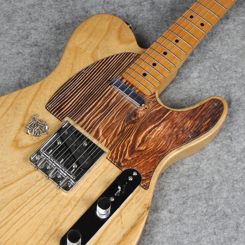 FLEOR 8 Hole TL Pickguard Scratch Plate with Pickguard Screws Set Fit USA/MX Standard TL Style Pickguard Replacement, 3Ply Wood Color - Image 5